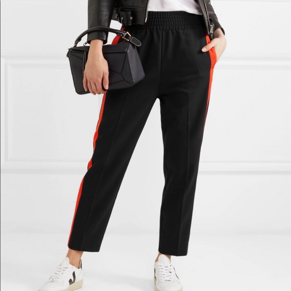 Maje Pants Striped cotton-blend track pants